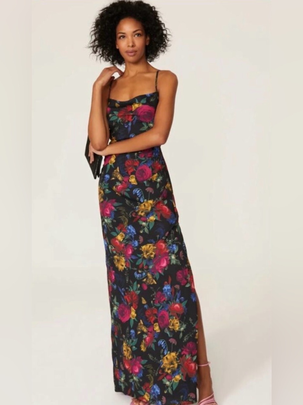 Hutch Calla Cowl Neck Black Floral Maxi Dress